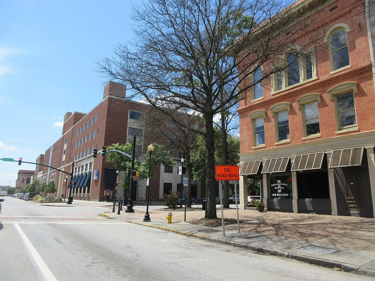 Brick storefronts on Cherry Street in downtown Macon.