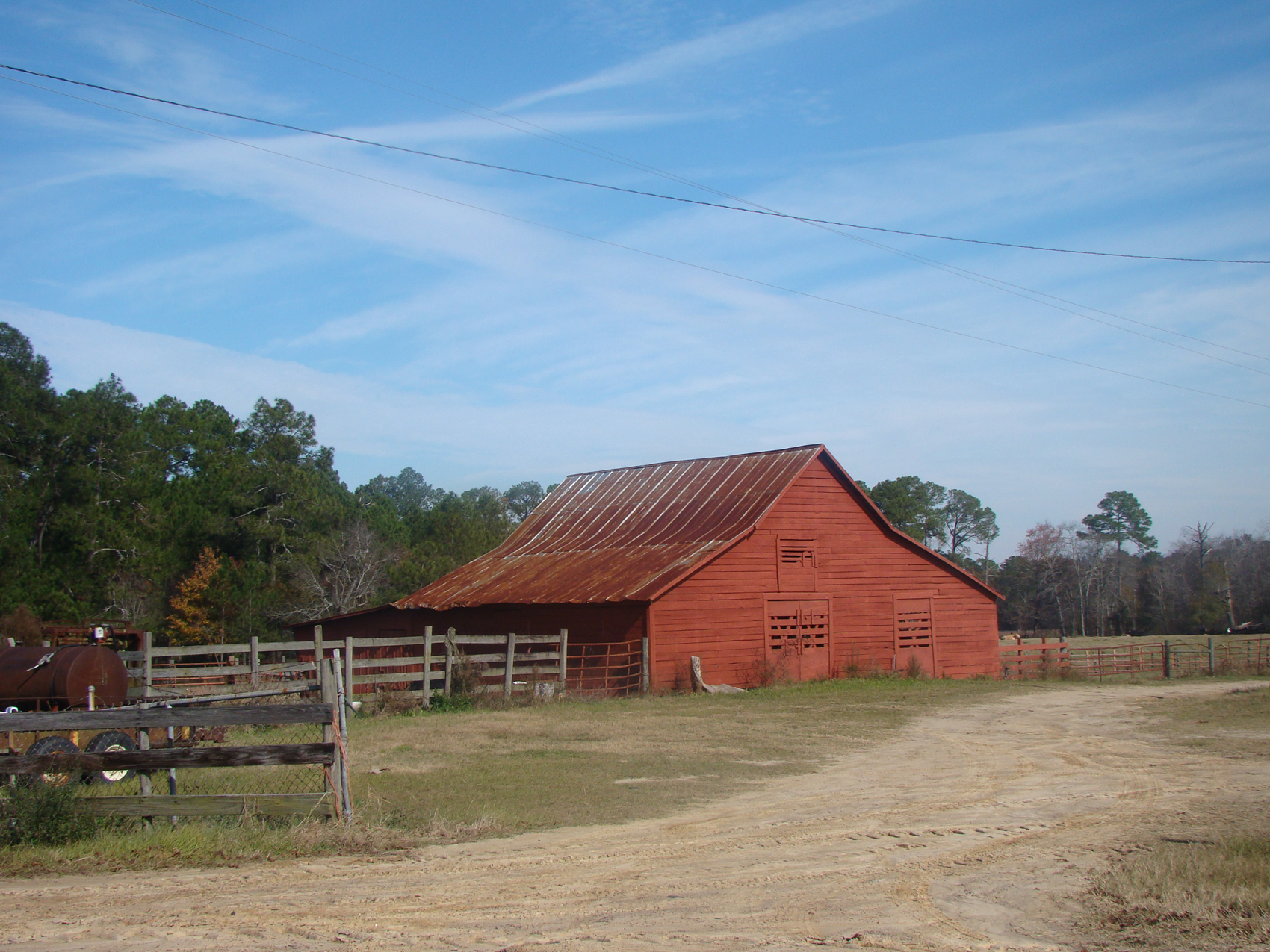 Red barn and farm landscape photographed along the Enduring Farmlands Scenic Byway.