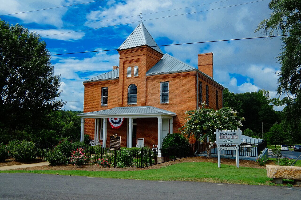 Heard County Historical Center and Museum in Franklin's signed 1912 old jail building.