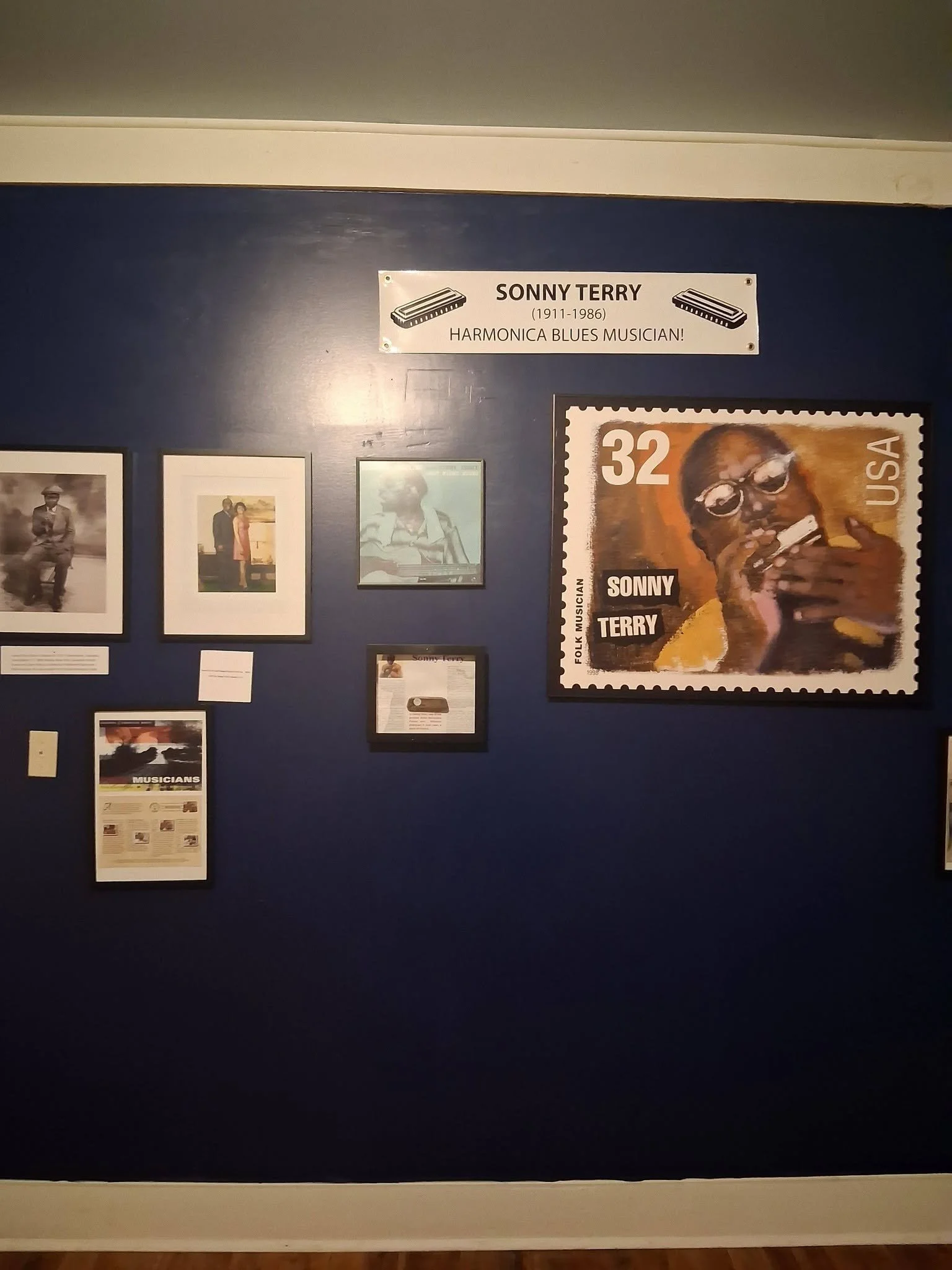 Sonny Terry gallery wall inside the Greene County African American Museum.