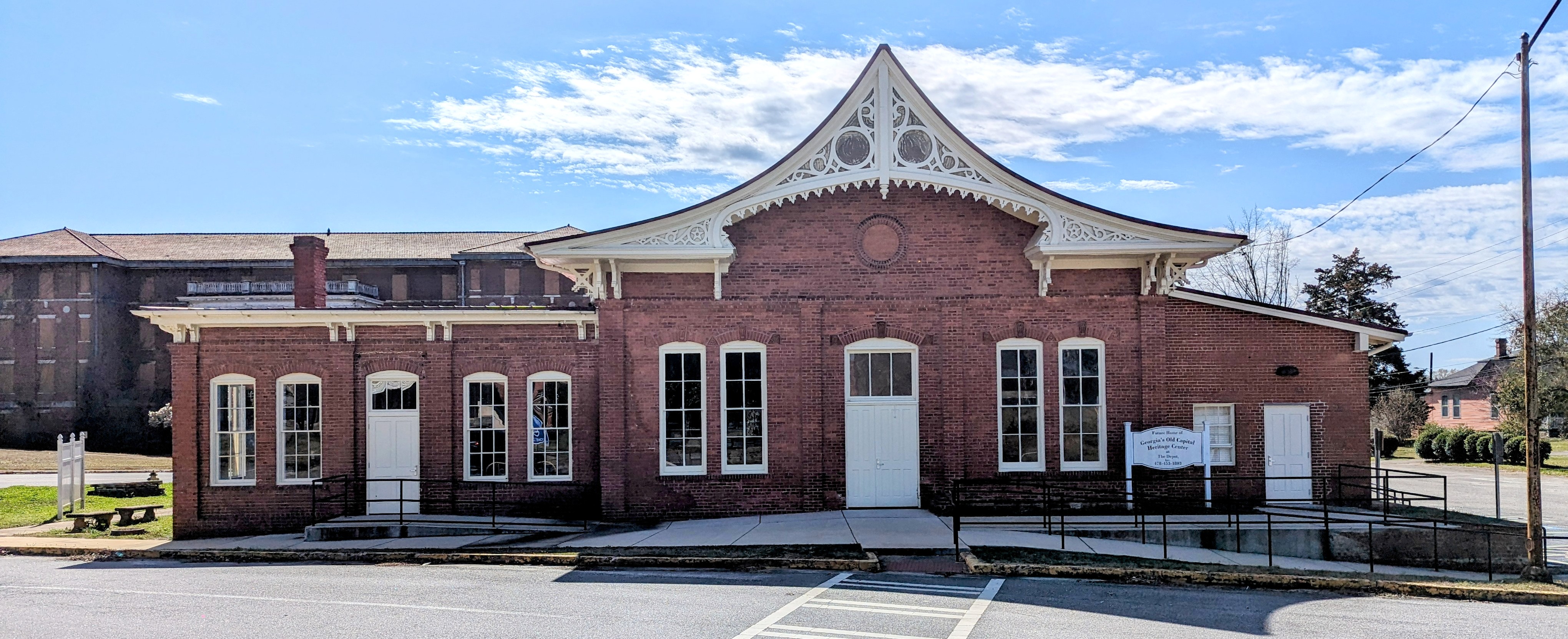 The restored brick Depot building that houses the Central State Hospital Museum in Milledgeville.