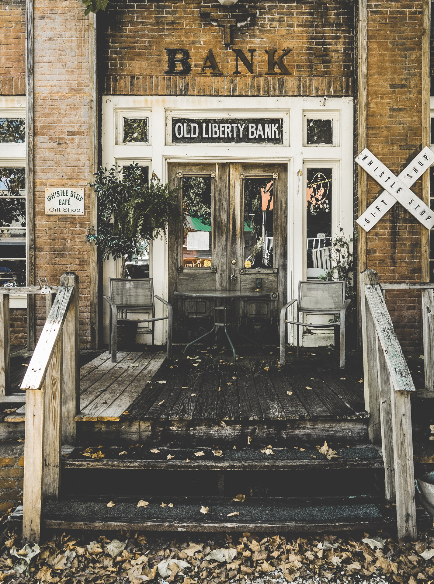 The Old Liberty Bank film-set storefront on McCrackin Street in Juliette.