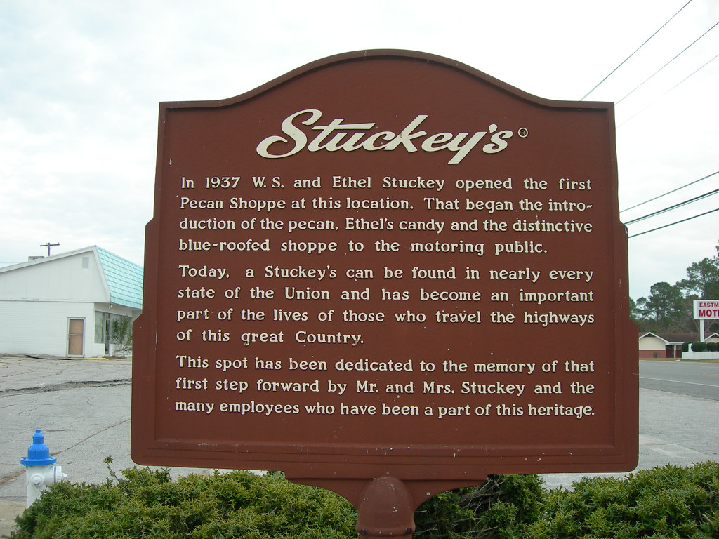 The Stuckey’s historical marker at the company’s original Eastman roadside site.